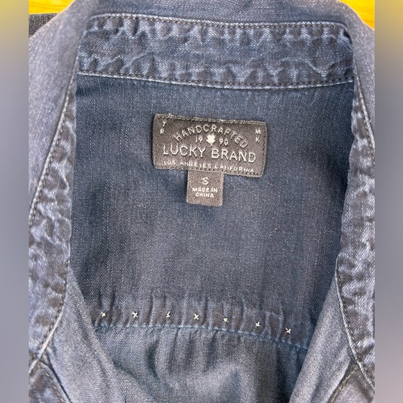 Lucky Brand Hand Crafted Studded Dark Denim Shirt - Picture 7 of 10